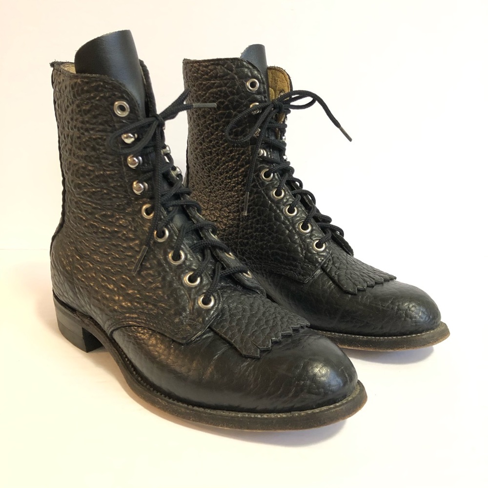 Biltrite Leather Fringe High Top Black Boot.